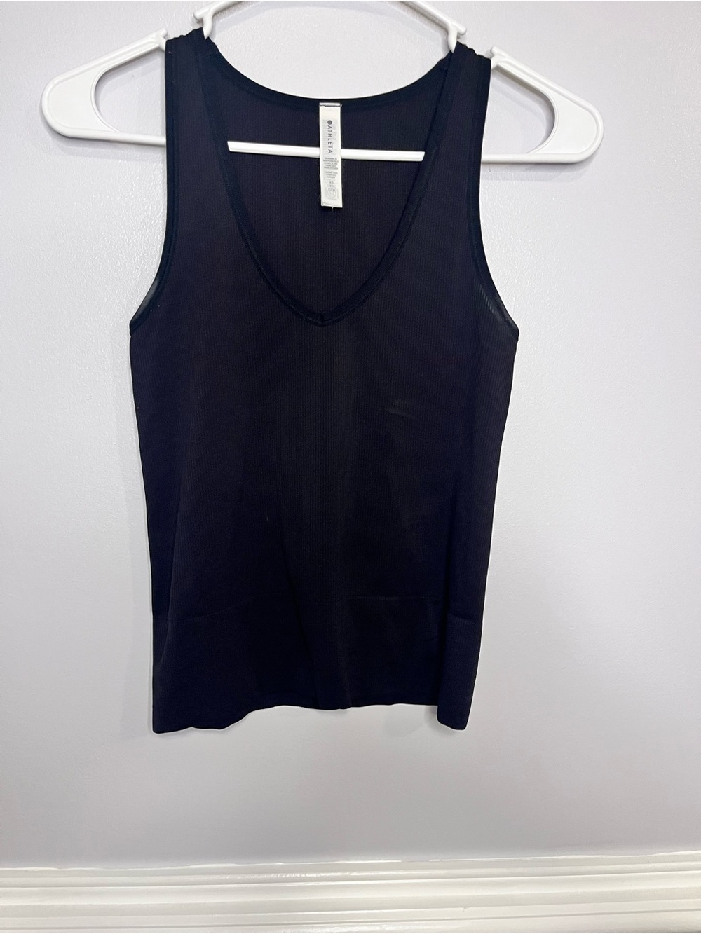 Athleta Black Ribbed V-Neck Tank Top